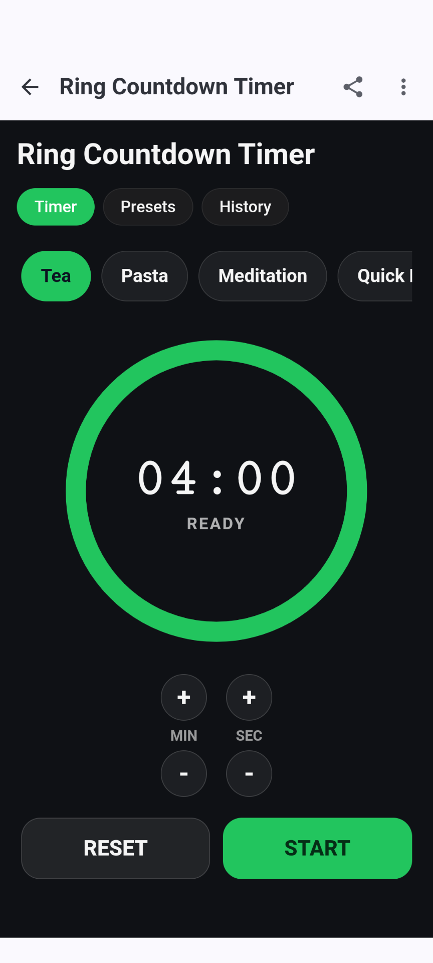 Generated countdown timer app with presets