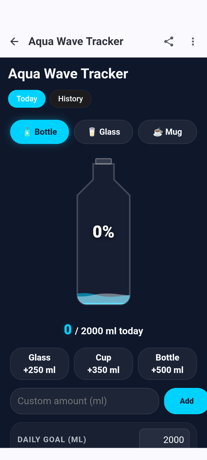 Generated water-intake tracker app